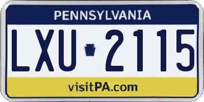 PA license plate LXU2115