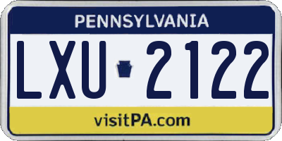 PA license plate LXU2122
