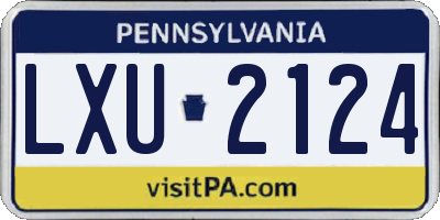 PA license plate LXU2124