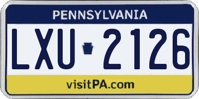 PA license plate LXU2126