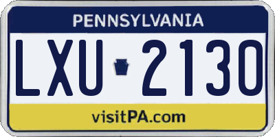 PA license plate LXU2130