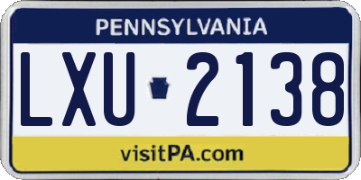 PA license plate LXU2138