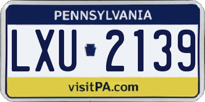 PA license plate LXU2139