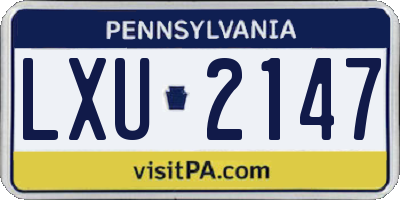 PA license plate LXU2147