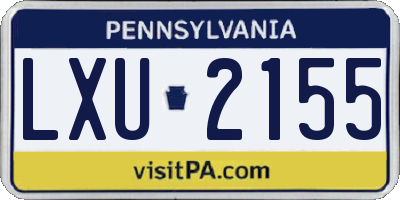 PA license plate LXU2155