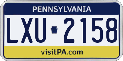 PA license plate LXU2158