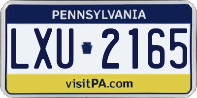 PA license plate LXU2165