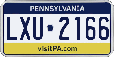 PA license plate LXU2166