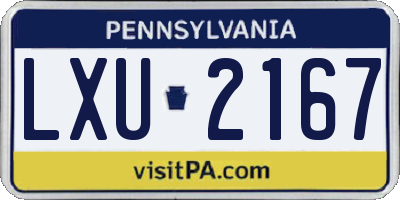 PA license plate LXU2167