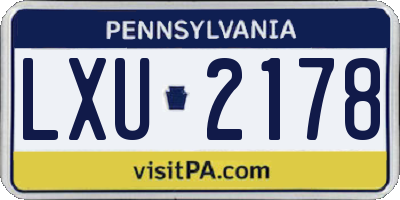PA license plate LXU2178