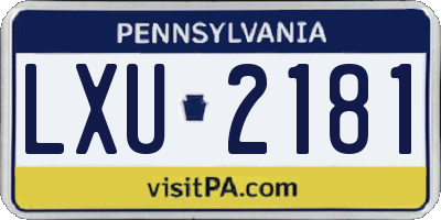 PA license plate LXU2181