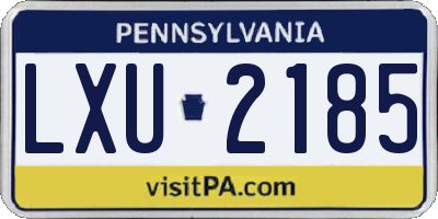 PA license plate LXU2185