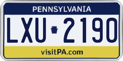 PA license plate LXU2190