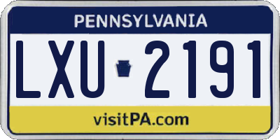 PA license plate LXU2191