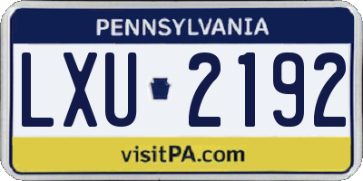 PA license plate LXU2192