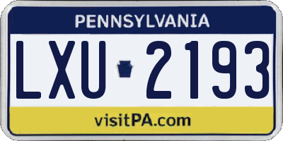 PA license plate LXU2193