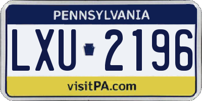 PA license plate LXU2196