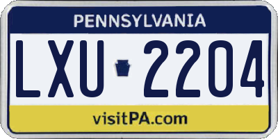 PA license plate LXU2204
