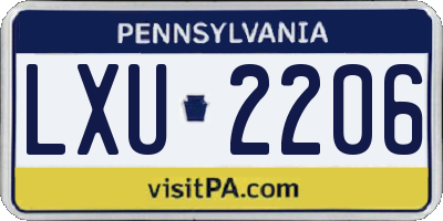 PA license plate LXU2206
