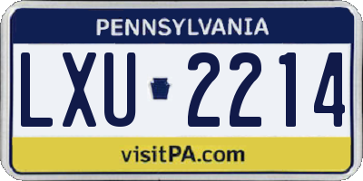 PA license plate LXU2214