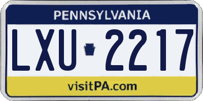 PA license plate LXU2217