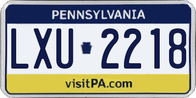PA license plate LXU2218