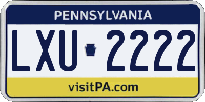 PA license plate LXU2222