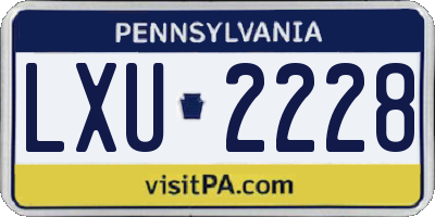 PA license plate LXU2228