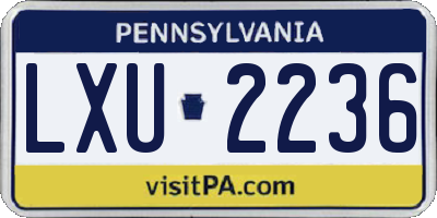PA license plate LXU2236
