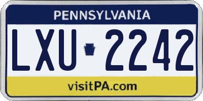 PA license plate LXU2242