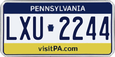 PA license plate LXU2244