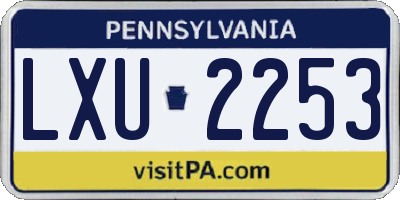 PA license plate LXU2253