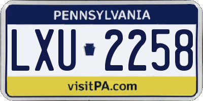 PA license plate LXU2258