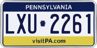 PA license plate LXU2261