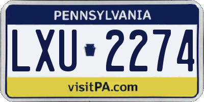 PA license plate LXU2274
