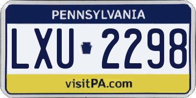 PA license plate LXU2298