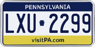 PA license plate LXU2299