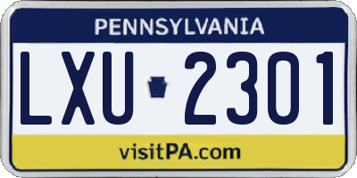 PA license plate LXU2301