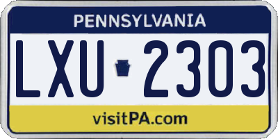 PA license plate LXU2303