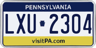 PA license plate LXU2304