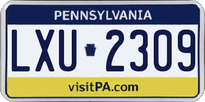 PA license plate LXU2309