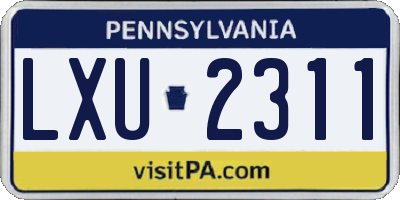 PA license plate LXU2311