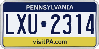 PA license plate LXU2314