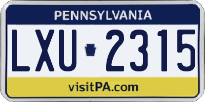 PA license plate LXU2315