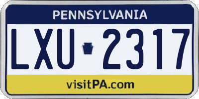 PA license plate LXU2317