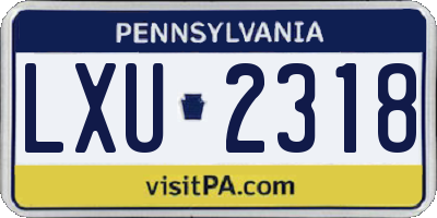 PA license plate LXU2318