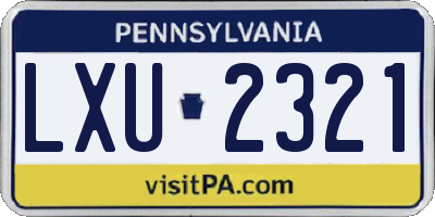 PA license plate LXU2321