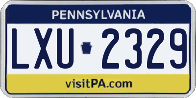 PA license plate LXU2329