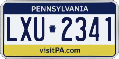 PA license plate LXU2341