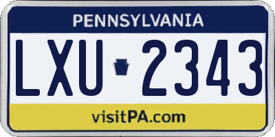 PA license plate LXU2343